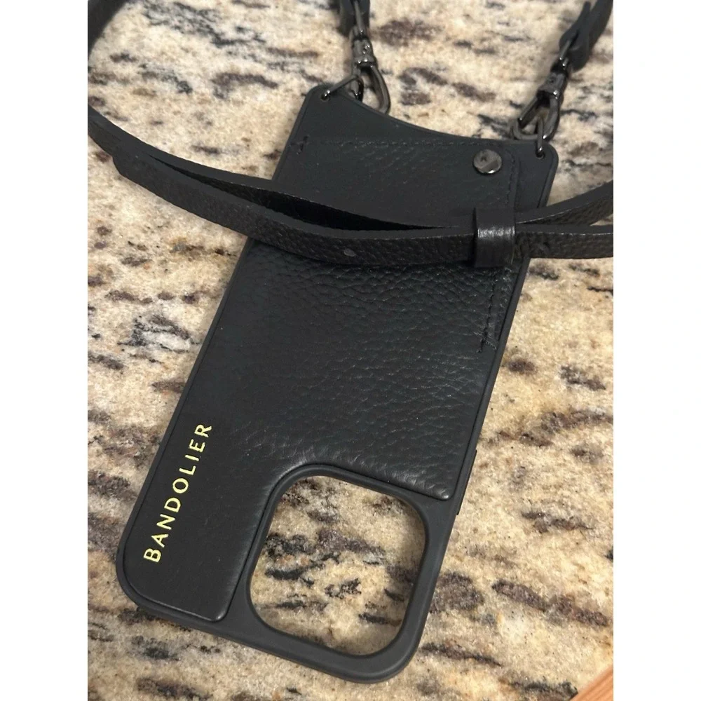 Bandolier Black Crossbody Phone Case w/ Strap, Logo Finish, Strap Included